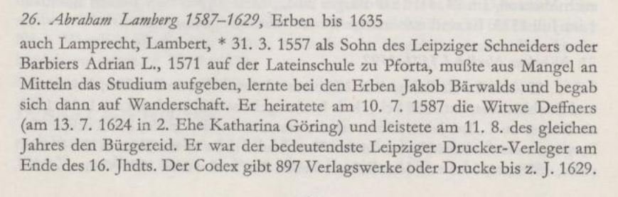 Abraham Lamberg, bedeutender Verleger in Leipzig
