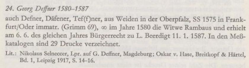 Georg Deffner Buchdrucker in Leipzig