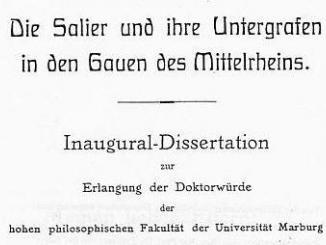 Geschichte der Salier und ihrer Untergrafen in den Gauen des Mittelrheins 1 Salier